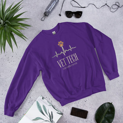 Every Heartbeat Matters minimalist vet tech crewneck sweatshirt — Purple, front-right