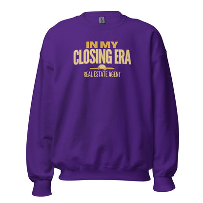 In My Closing Era real estate agent crewneck sweatshirt — Purple, front