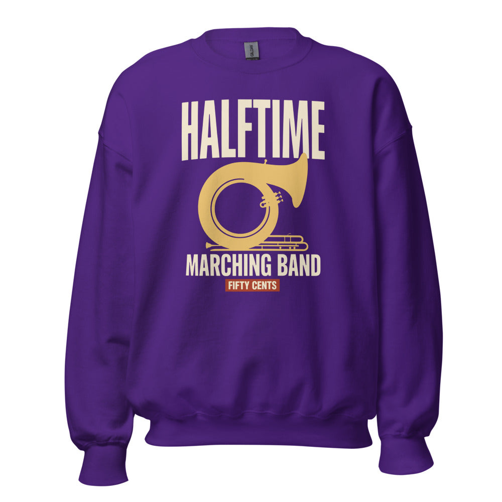 Official Halftime vintage marching band crewneck sweatshirt — Purple, front
