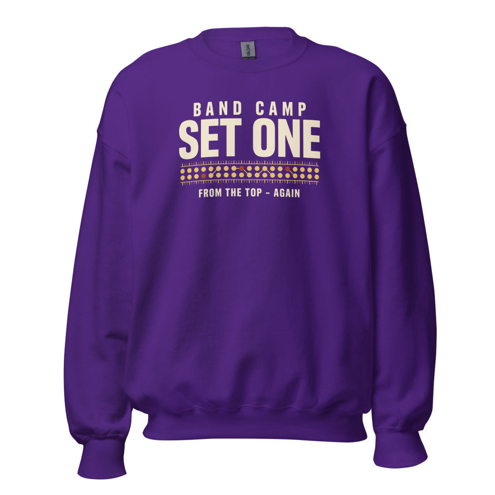 Set One marching band drill chart crewneck sweatshirt — Purple, front