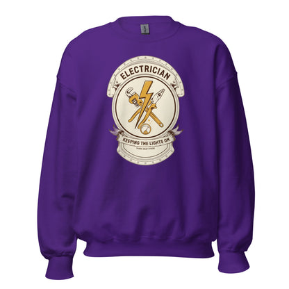 Electrician Journeyman trade crest crewneck — Purple, front