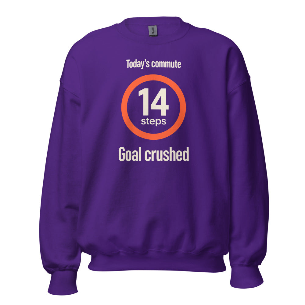 Today's Commute 14 Steps work from home crewneck sweatshirt — Purple, front
