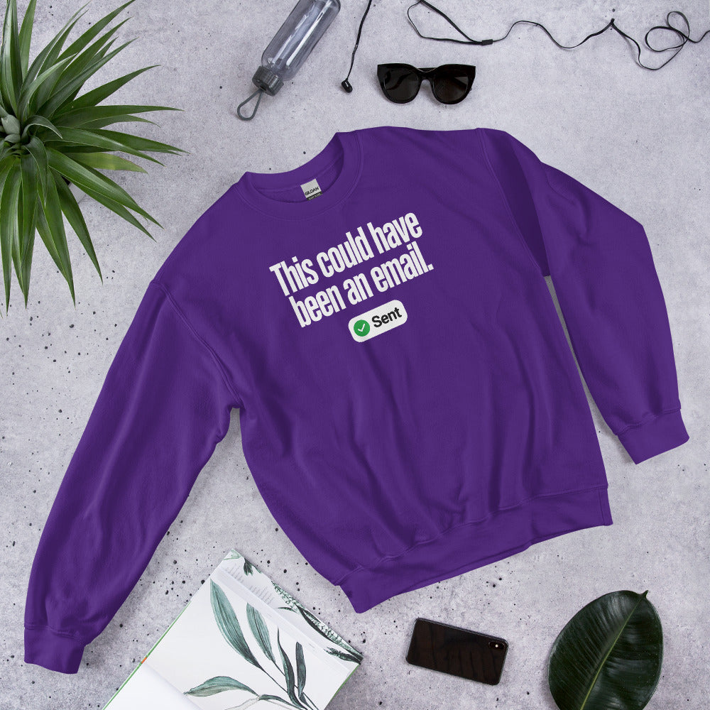 This Could Have Been An Email crewneck sweatshirt — Purple, flat lay