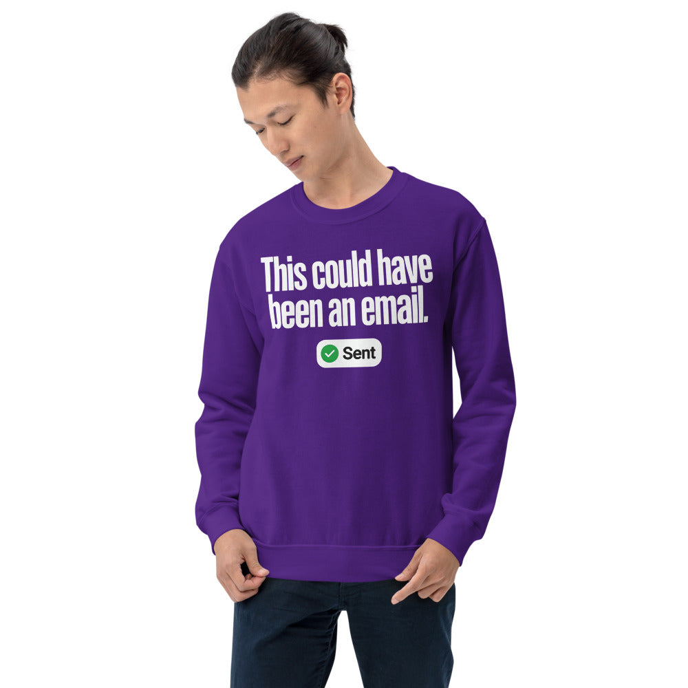 This Could Have Been An Email crewneck sweatshirt — Purple, on model