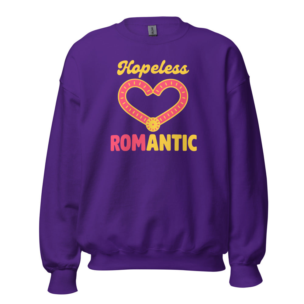 Hopeless ROMantic funny physical therapy crewneck sweatshirt — Purple, front