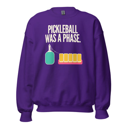 Pickleball Was A Phase funny mahjong crewneck sweatshirt — Purple, front