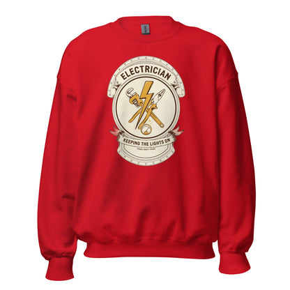 Electrician Journeyman trade crest crewneck — Red, front