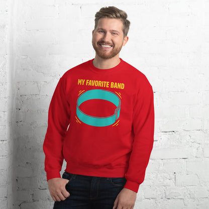 My Favorite Band funny physical therapy crewneck sweatshirt — Red, on model