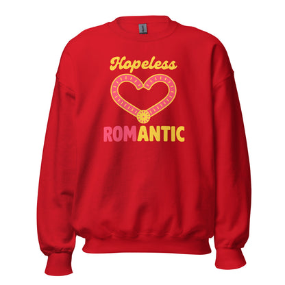 Hopeless ROMantic funny physical therapy crewneck sweatshirt — Red, front