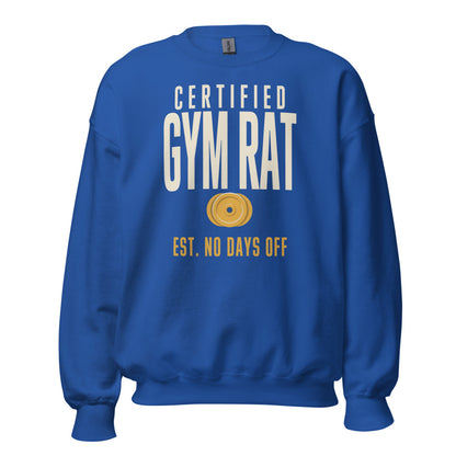 Certified Gym Rat vintage athletic crewneck sweatshirt — Royal, front