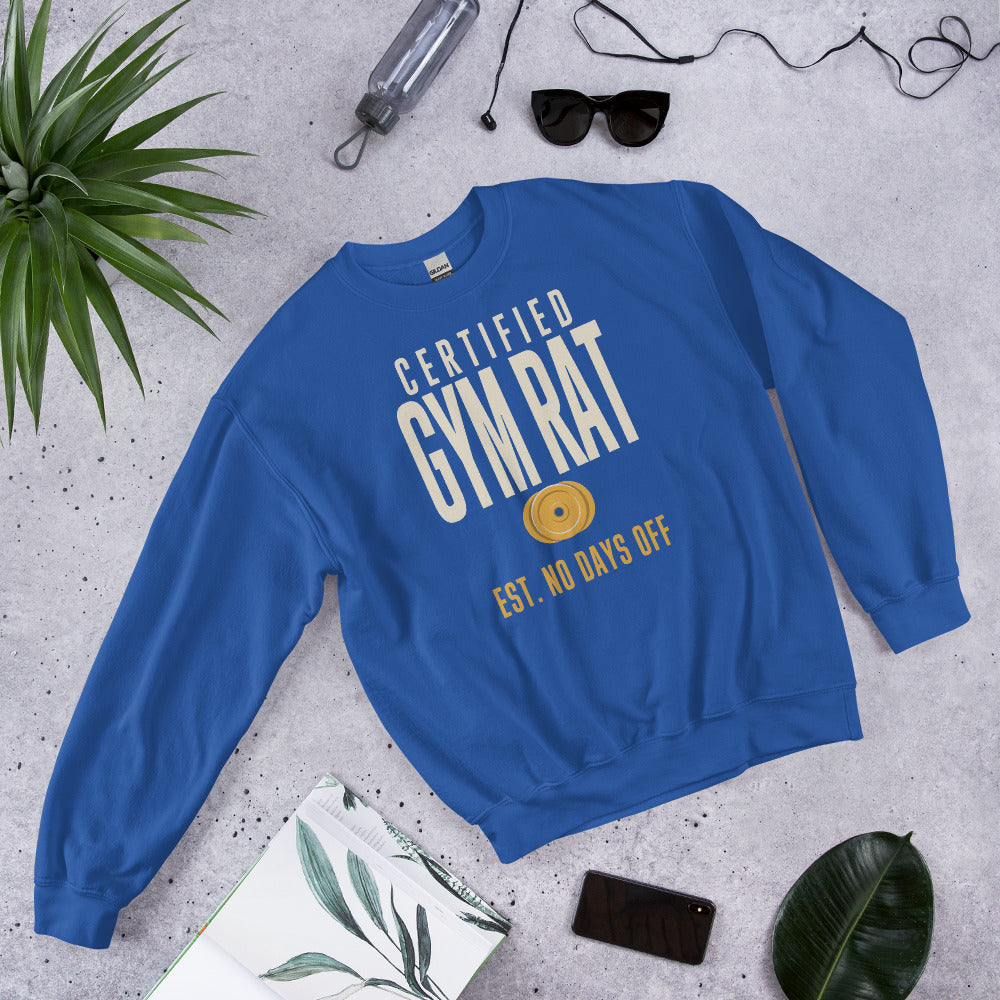 Certified Gym Rat vintage athletic crewneck sweatshirt — Royal, front-right