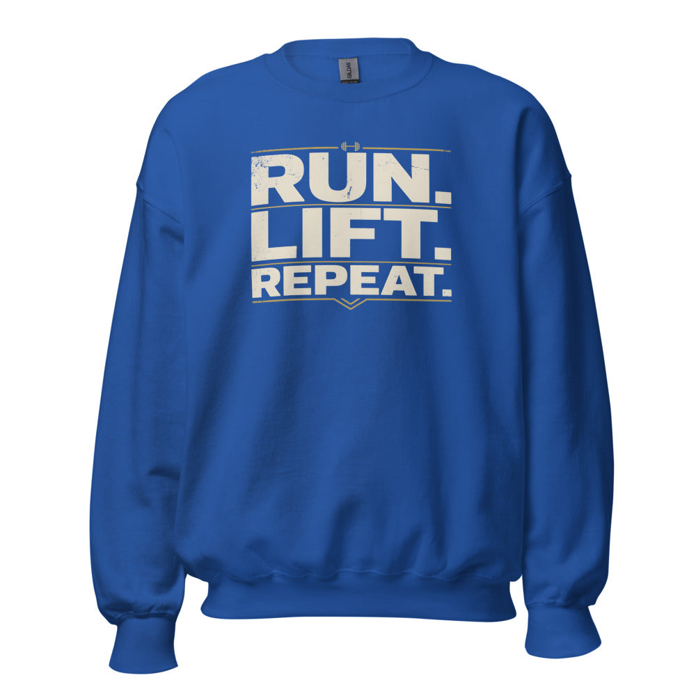 Run Lift Repeat vintage athletic crewneck sweatshirt — Royal, front