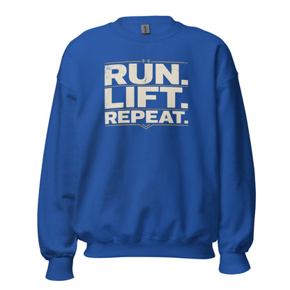 Run Lift Repeat vintage athletic crewneck sweatshirt — Royal, front