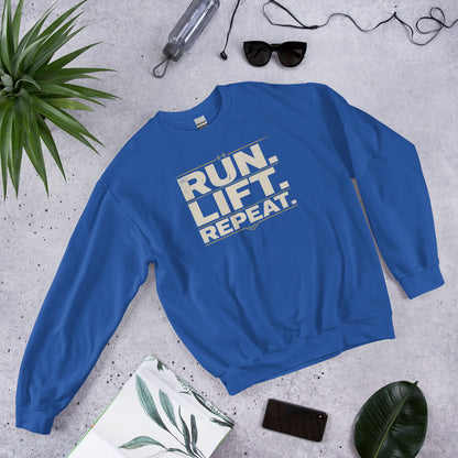 Run Lift Repeat vintage athletic crewneck sweatshirt — Royal, front-right