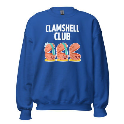 Clamshell Club funny physical therapy crewneck sweatshirt — Royal, front