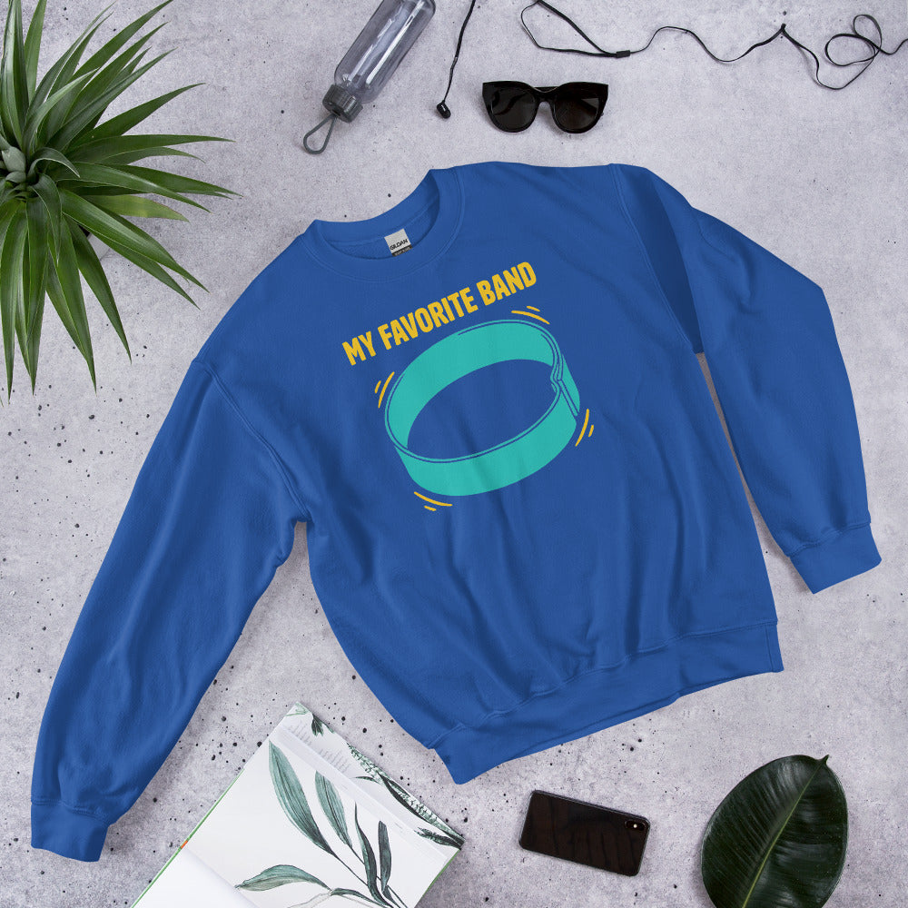My Favorite Band funny physical therapy crewneck sweatshirt — Royal, flat lay