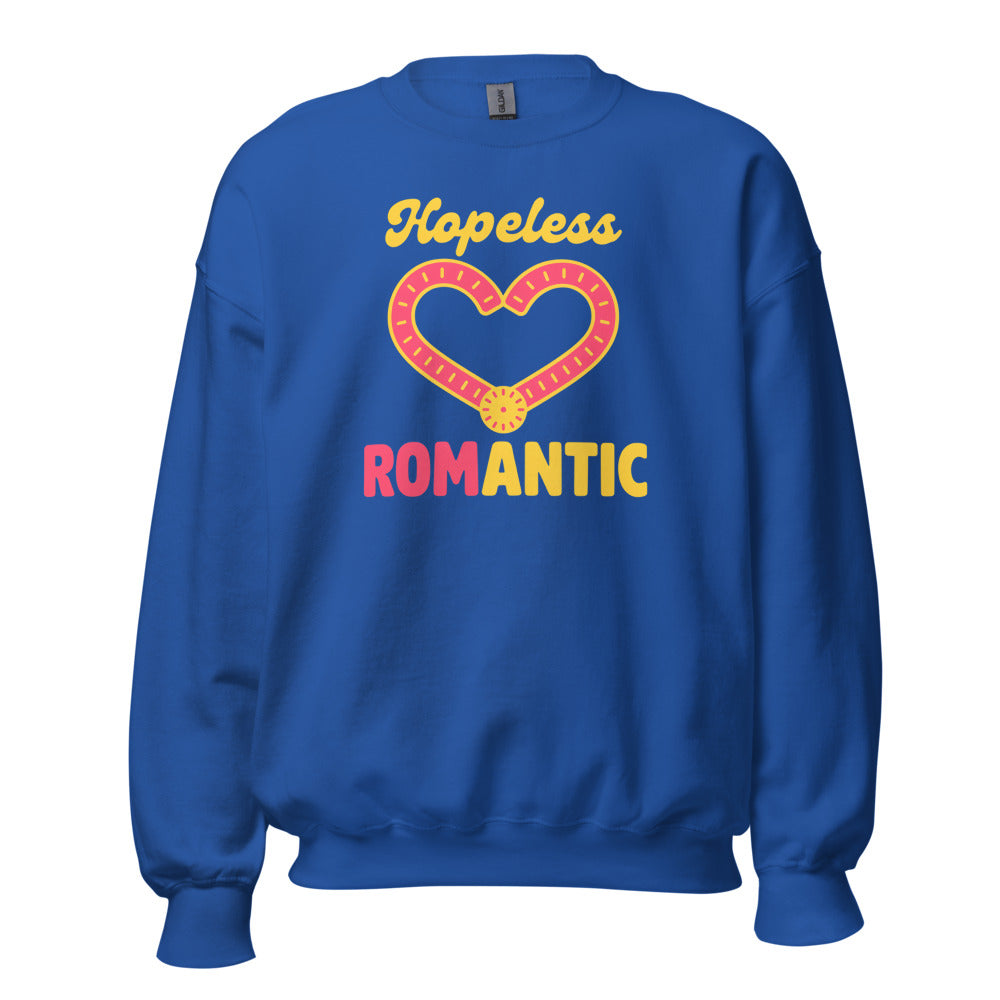 Hopeless ROMantic funny physical therapy crewneck sweatshirt — Royal, front