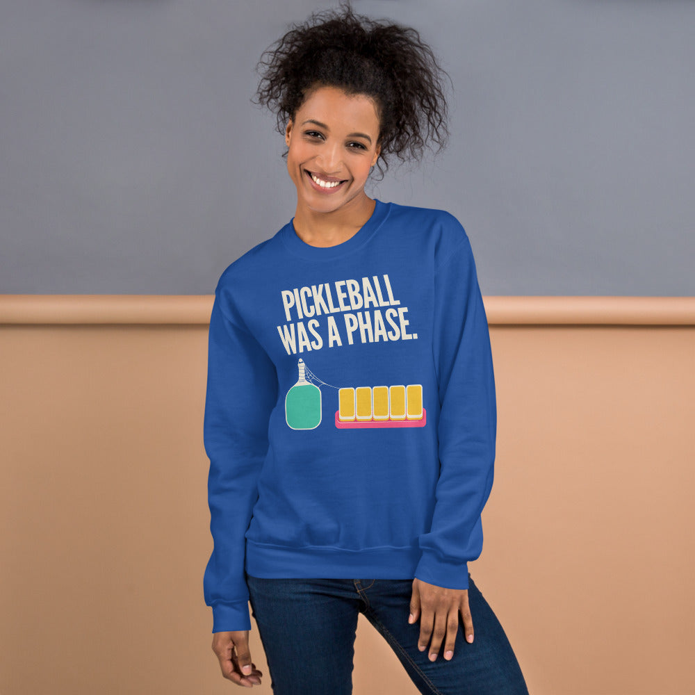 Pickleball Was A Phase funny mahjong crewneck sweatshirt — Royal, on model