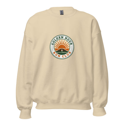 Golden Hour Run Club retro running crewneck sweatshirt — Sand, front