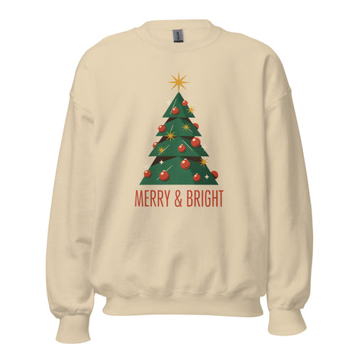 Mid Century Christmas Sweatshirt, Atomic Retro Tree Crewneck — Merry & Bright Vintage Holiday Pullover