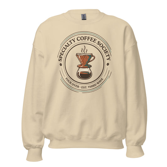 Specialty Coffee Society specialty coffee crewneck sweatshirt — Sand, front