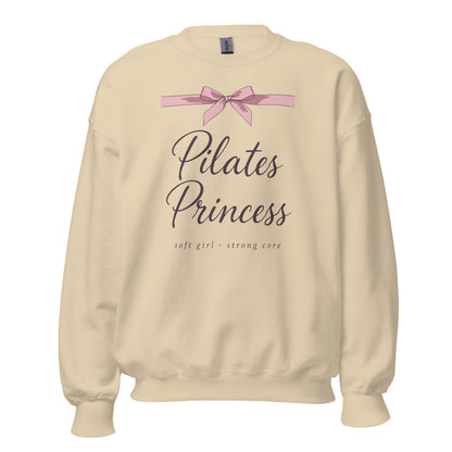 Pilates Princess coquette bow crewneck sweatshirt — Sand, front