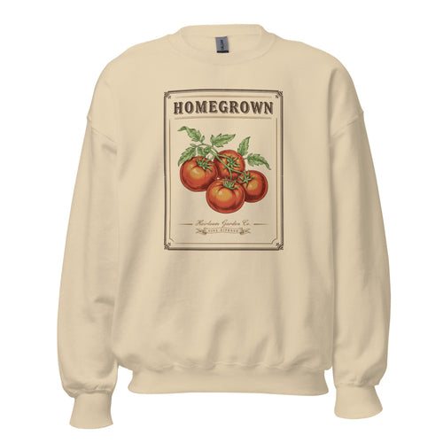 Vegetable Garden Sweatshirt, Gardening Gift Crewneck, Heirloom Seed Packet — Homegrown Vine-Ripened Crew