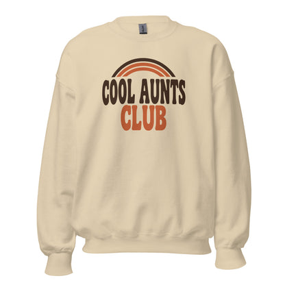 Cool Aunts Club retro groovy aunt crewneck sweatshirt — Sand, front
