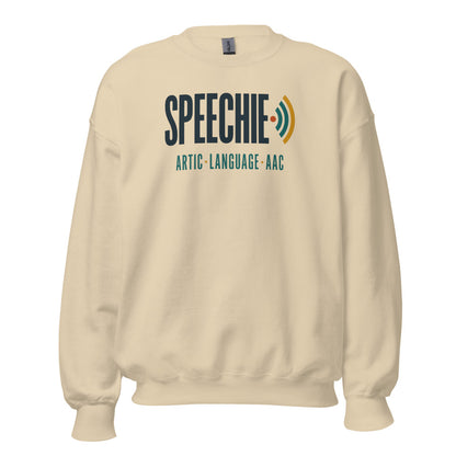 Speechie Wordmark speech therapy crewneck sweatshirt — Sand, front