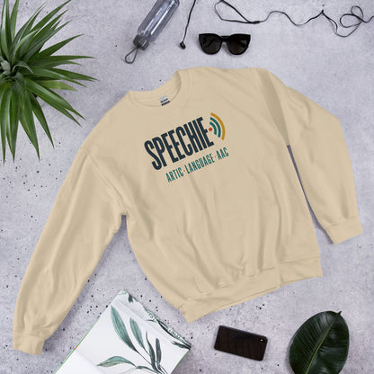 Speechie Wordmark speech therapy crewneck sweatshirt — Sand, front-right