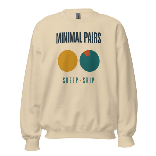 Minimal Pairs speech therapy crewneck sweatshirt — Sand, front