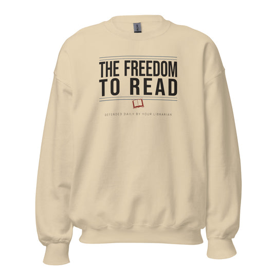 The Freedom to Read school librarian crewneck sweatshirt — Sand, front