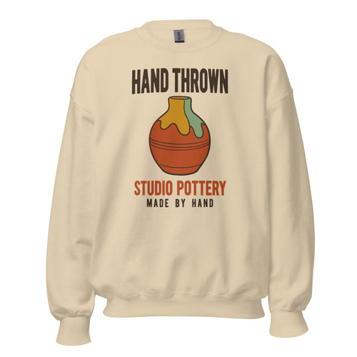 Pottery Sweatshirt, Ceramics Crewneck, Potters Wheel Gift - Hand Thrown Studio Pottery Retro Poster
