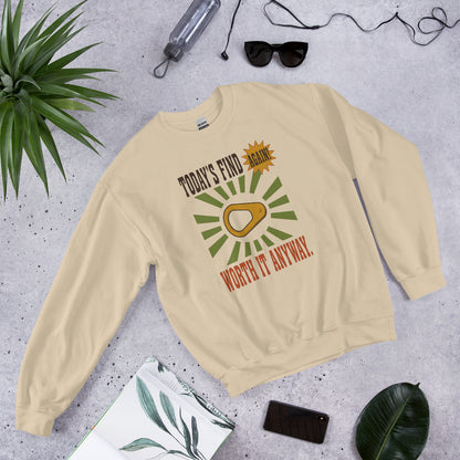 Today's Find pull tab retro metal detecting crewneck sweatshirt — Sand, flat lay