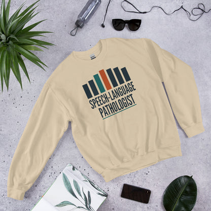 Mid-Century Clinic speech therapy crewneck sweatshirt — Sand, flat lay