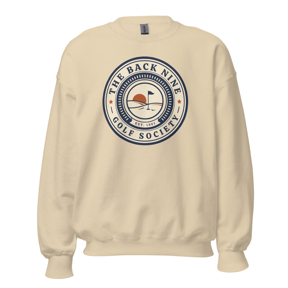 The Back Nine vintage golf roundel crewneck sweatshirt — Sand, front