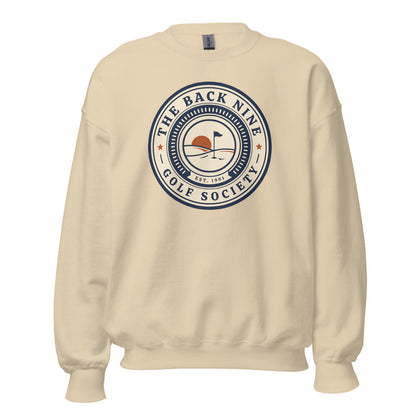 The Back Nine vintage golf roundel crewneck sweatshirt — Sand, front