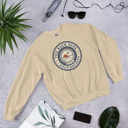 The Back Nine vintage golf roundel crewneck sweatshirt — Sand, flat lay