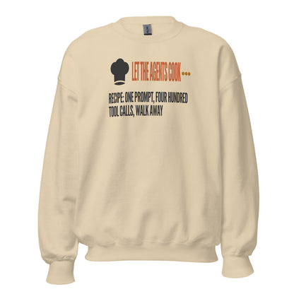 Let The Agents Cook crewneck sweatshirt — Sand, front