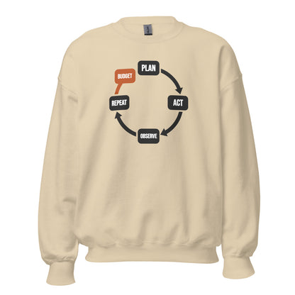 Plan Act Observe Repeat crewneck sweatshirt — Sand, front