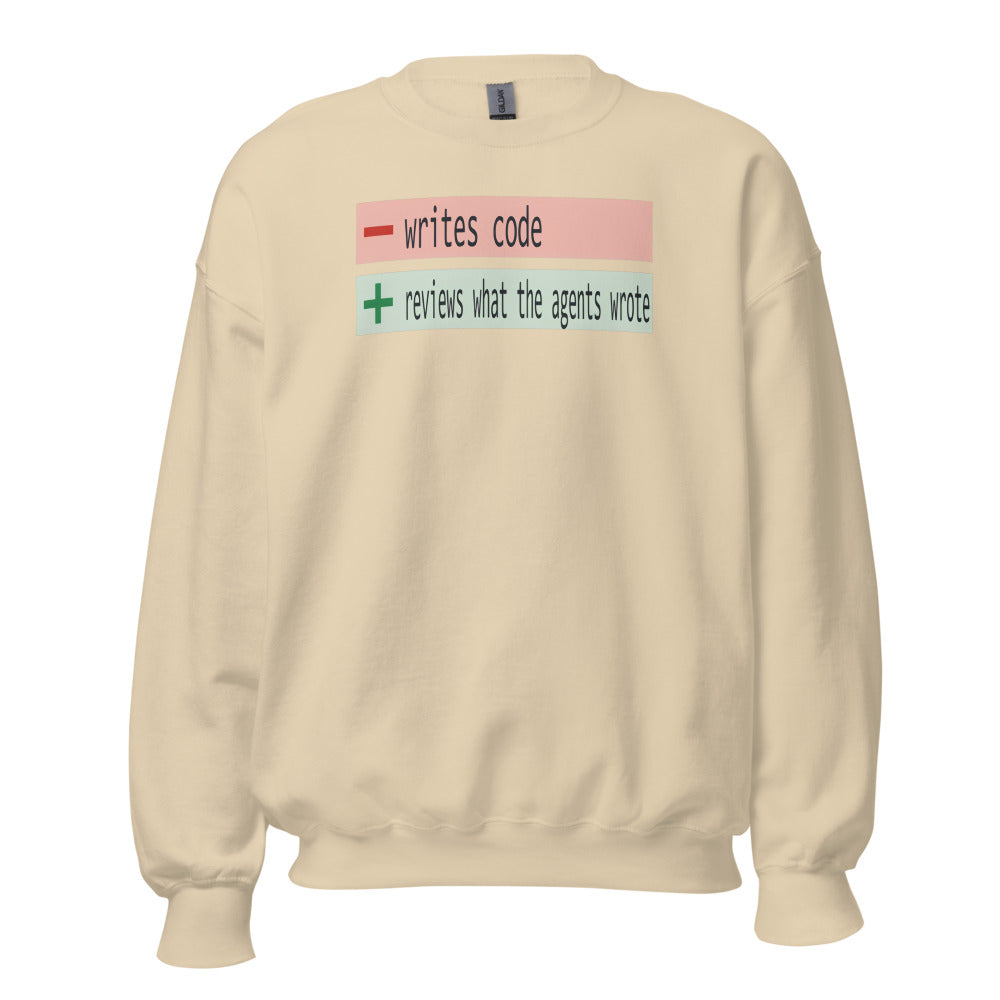 The Diff agentic AI engineer crewneck sweatshirt — Sand, front