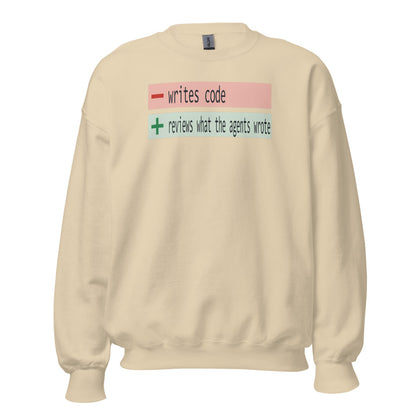 The Diff agentic AI engineer crewneck sweatshirt — Sand, front