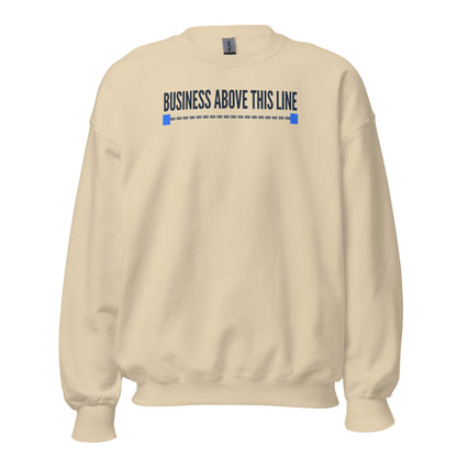 Business Above This Line crewneck sweatshirt — Sand, front