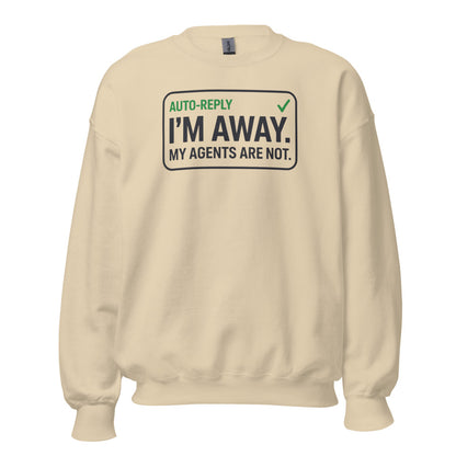 Auto-Reply agentic AI engineer crewneck sweatshirt — Sand, front