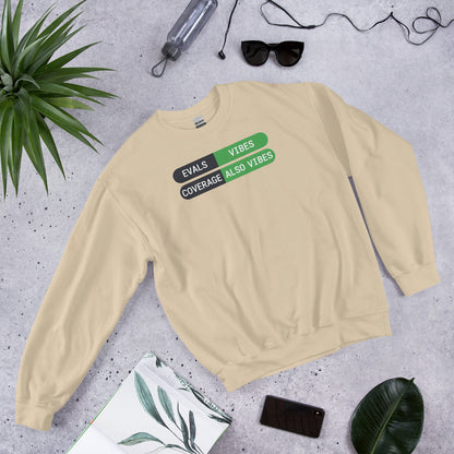 Eval Suite Vibes agentic AI engineer crewneck sweatshirt — Sand, flat lay
