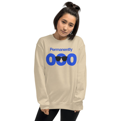 Permanently OOO out of office crewneck sweatshirt — Sand, on model