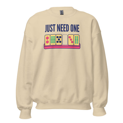 Just Need One funny mahjong crewneck sweatshirt — Sand, front