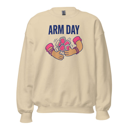 Arm Day funny mahjong crewneck sweatshirt — Sand, front
