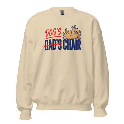 Dog's Chair funny dog dad crewneck sweatshirt — Sand, front