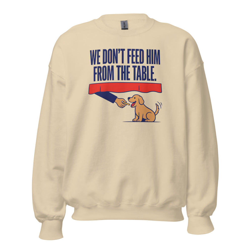 From The Table funny dog dad crewneck sweatshirt — Sand, front